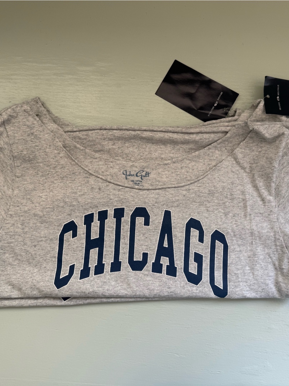 Brandy Melville Gray Tee with Navy CHICAGO Print